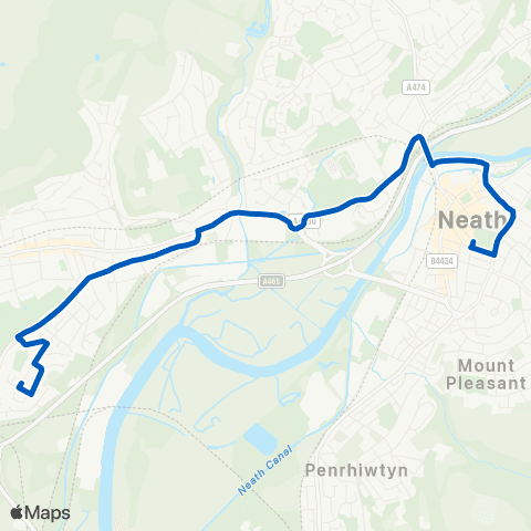 Select Coaches Neath Bus Station Stand 9 - Parc Wern map
