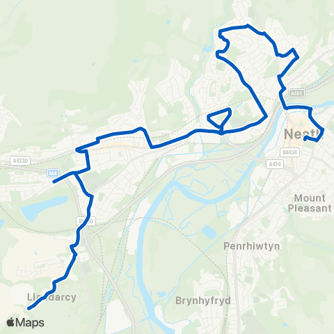 South Wales Transport Llandarcy Terminus - Neath Bus Sta Stand 1 map