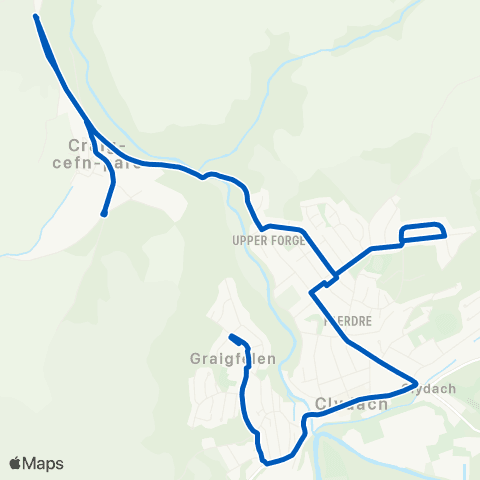 South Wales Transport Players Avenue - Rhyddwen Road Terminus map