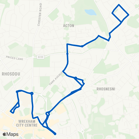 Valentines Travel Wrexham Bus Sta 1 - Wrexham Bus Sta 1 map