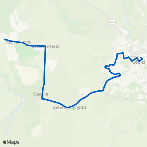 P & O Lloyd Bus Station 2 - Pantymwyn Terminus map