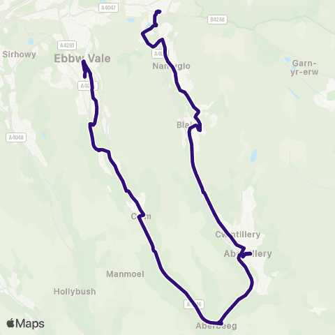 Phil Anslow Travel Brynmawr Bus Sta Stand1 - Ebbw Vale Bus Sta Stand 2 map