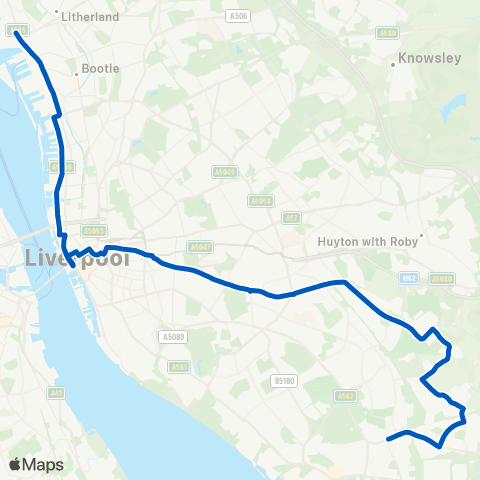 Peoples Bus Hunts Cross Station - Port of Liverpool map