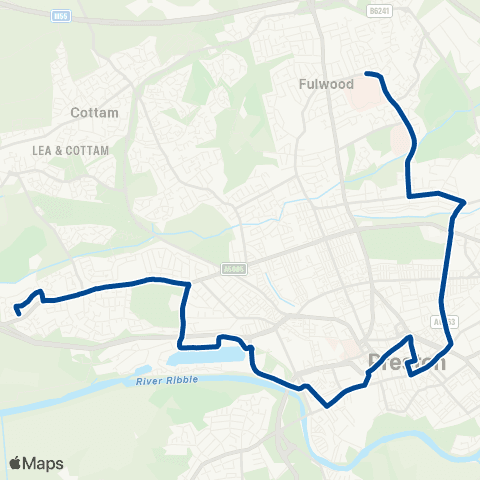 Preston Bus Royal Preston Hosp Grounds - Larches Ln Store map