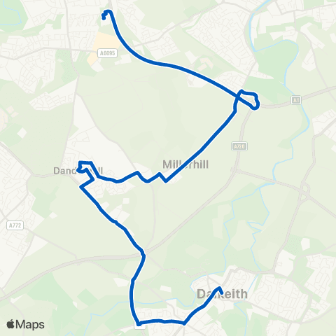 Lothian Community Transport South Street - Asda The Jewel map