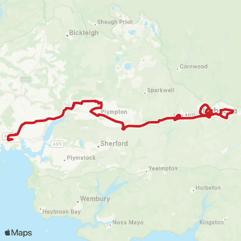 Plymouth Citybus Royal Parade - Town Hall map