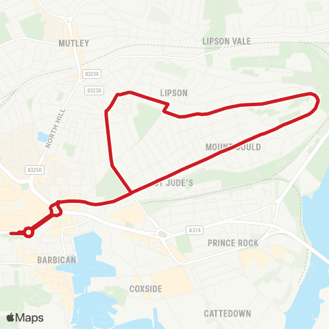 Plymouth Citybus Royal Parade - Royal Parade map