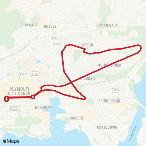Plymouth Citybus Royal Parade - Royal Parade map