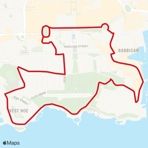 Plymouth Citybus Derrys Cross - Derrys Cross map
