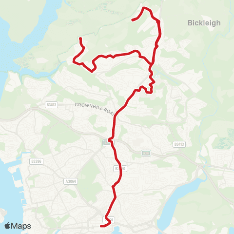 Plymouth Citybus Cunningham Road - Royal Parade map