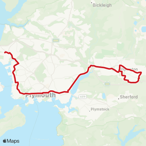 Plymouth Citybus Rennie Avenue - St Mary's Bridge map