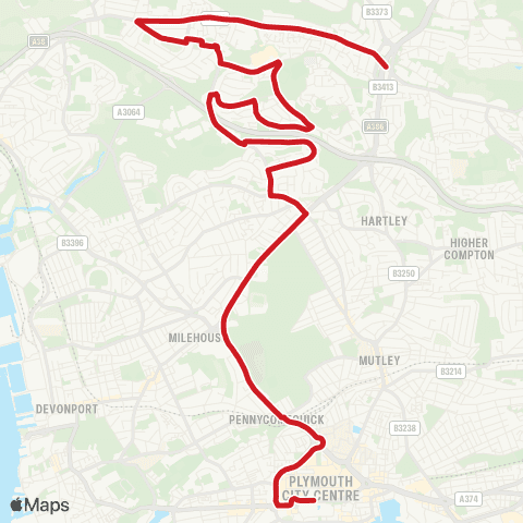 Plymouth Citybus Royal Parade - Transit Way map