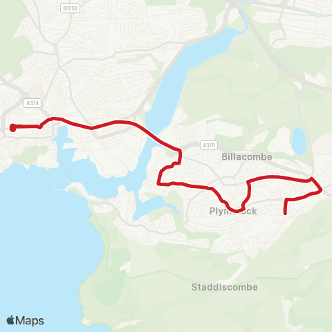 Plymouth Citybus Royal Parade - Charnhill Way map