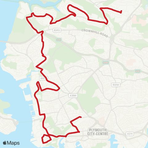 Plymouth Citybus Notre Dame Sch Grounds - St Barnabas Court map