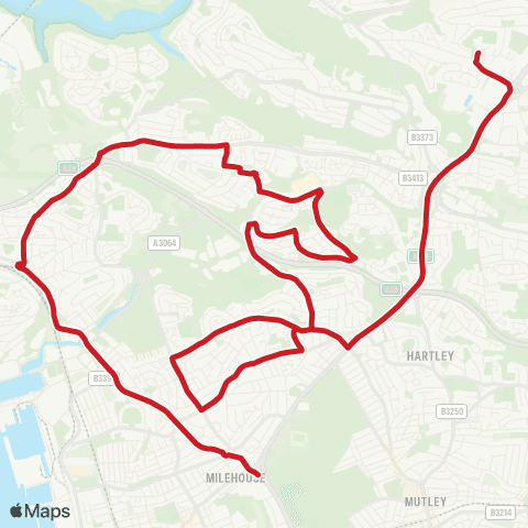 Plymouth Citybus Notre Dame Sch Grounds - St Budeaux Square 3 map