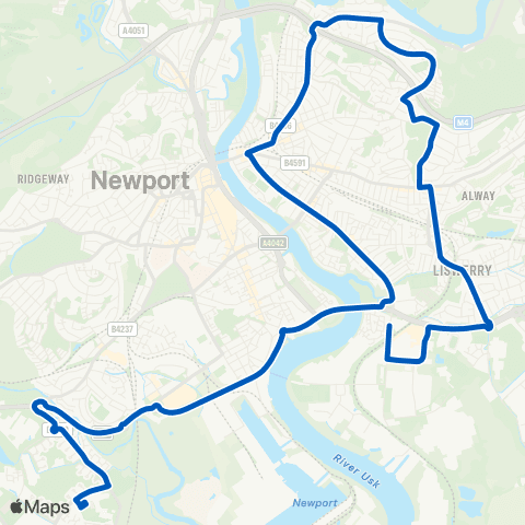 Newport Bus Lysaght Inst - Ysgol Gyfun Gwent Is Coed map