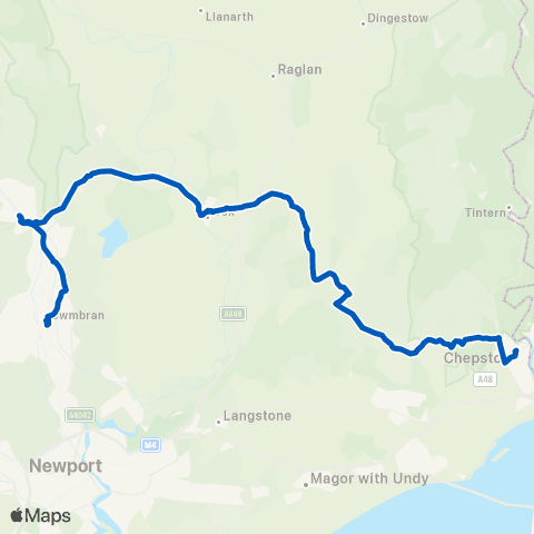 Newport Bus Cwmbran Bus Sta Stand H - Chepstow Bus Sta Stand 2 map