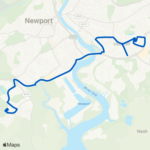 Newport Bus Nash Drive - St Joseph`s RC High School map
