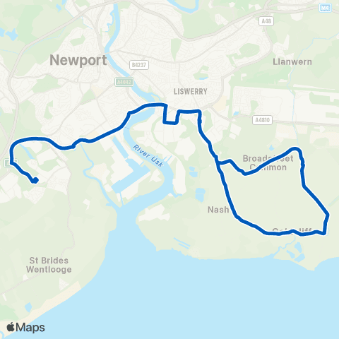Newport Bus Pye Corner Farm - St Joseph`s RC HS map