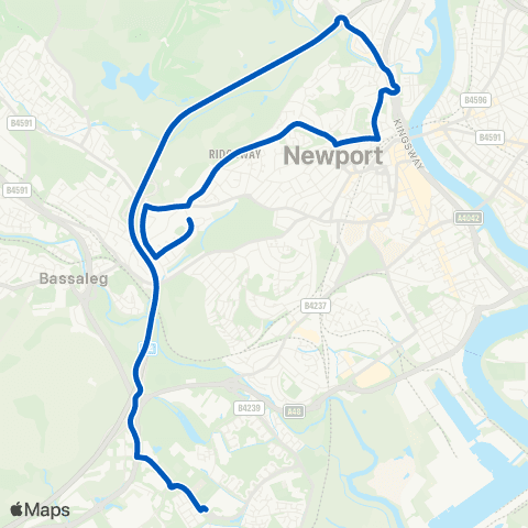 Newport Bus Groves Road - St Joseph`s RC High School map