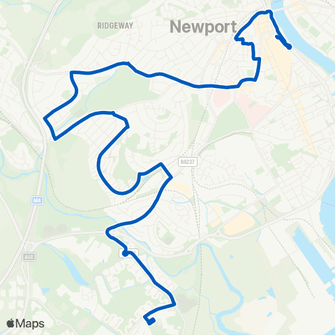 Newport Bus Friars Walk 12 - Ysgol Gyfun Gwent Is Coed map