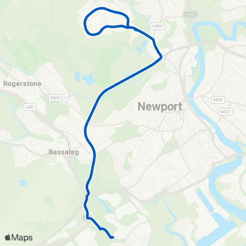 Newport Bus Newport HS - St Joseph`s RC HS map