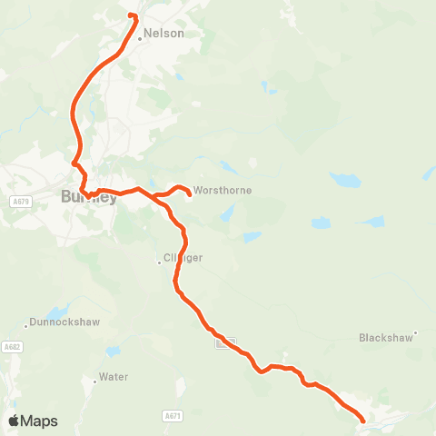 The Burnley Bus Company Nelson and Colne Coll - Todmorden Bus Sta map