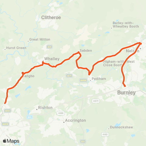 The Burnley Bus Company Burnley College - Holy Souls map