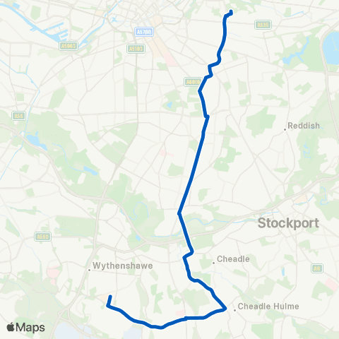 Tyrers Coaches Wythenshawe Bus Sta - Connell Coll Terminus map