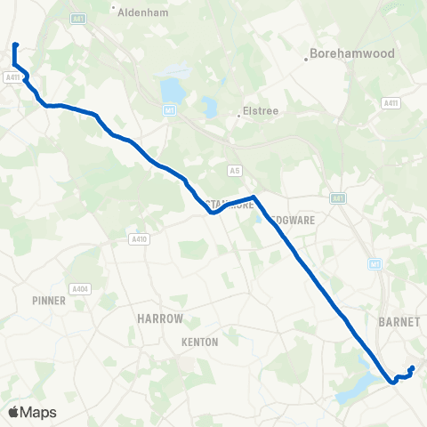Metroline Travel Brent Cross Shopping Ctr - Watford Jct Railway Sta map