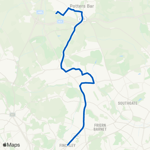 Metroline Travel Dollis Pk / Finchley Central - Dame Alice Owen's Sch map