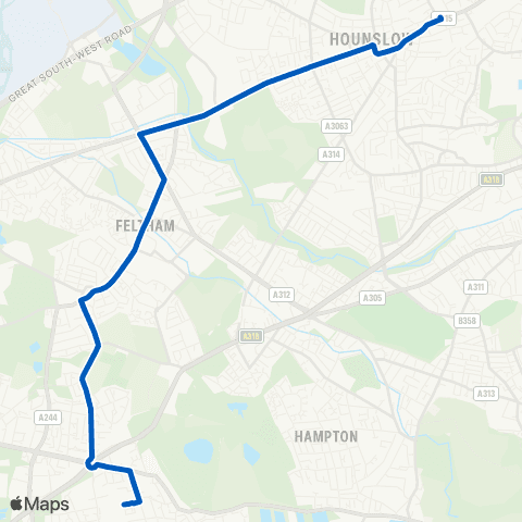 Metroline Travel School Road (Tw3) - St Paul's School map