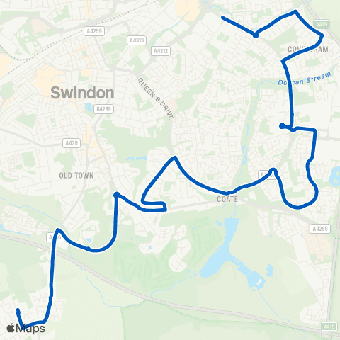 Swindon's Bus Company Ridgeway School - WH Smith map