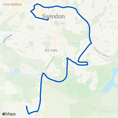 Swindon's Bus Company Farnsby Street - Ridgeway School map