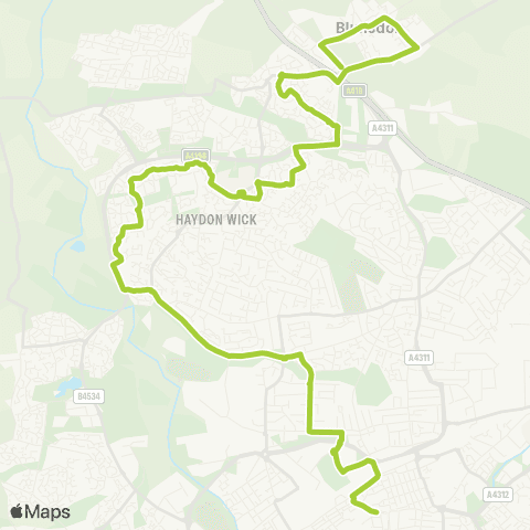Swindon's Bus Company The Cold Harbour - Fleming Way map