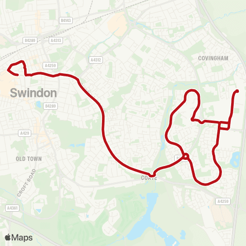 Swindon's Bus Company Fleming Way - Snodshill Roundabout map