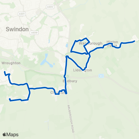 Swindon's Bus Company Ridgeway School - Bishopstone Pond map