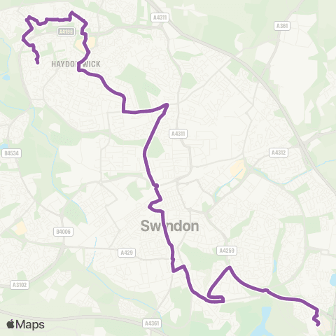 Swindon's Bus Company Voyager Drive - Great Western Hospital map