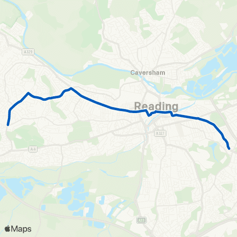 Reading Buses Three Tuns - Water Tower map