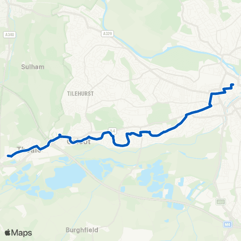 Reading Buses Blagrave St - Theale Green School Bus Pk map