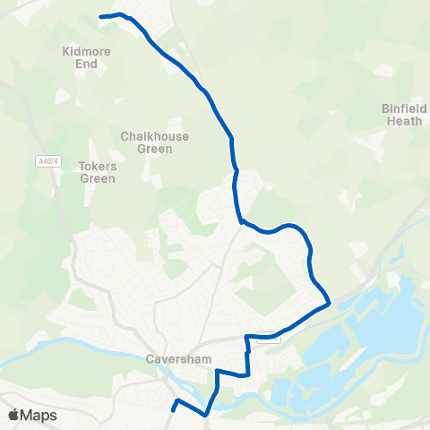 Reading Buses Caversham Rd Fire Sta - Chiltern Edge Sch map