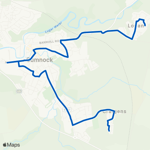 Shuttle Buses Cumnock Bus Station - Davaar Avenue map