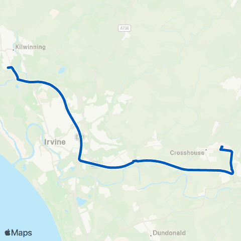 Shuttle Buses Crosshouse Hospital - Longford Avenue map