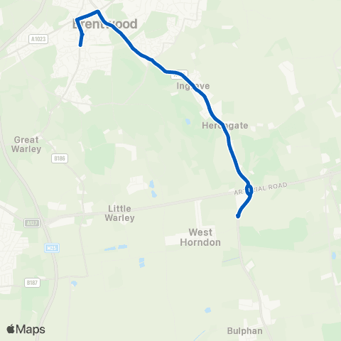NIBSbuses Brentwood Railway Sta - Brentwood Railway Sta map