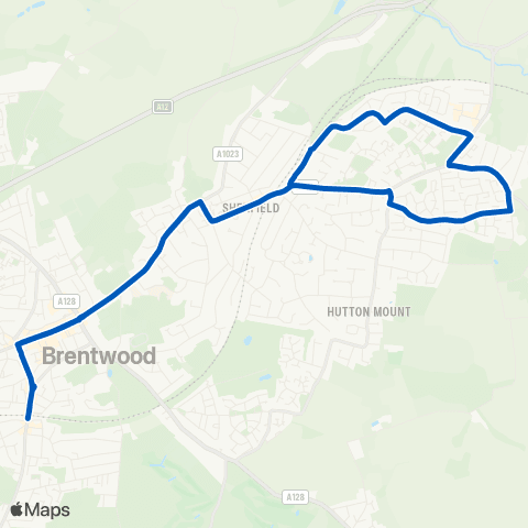 NIBSbuses Brentwood Railway Sta - Brentwood Railway Sta map