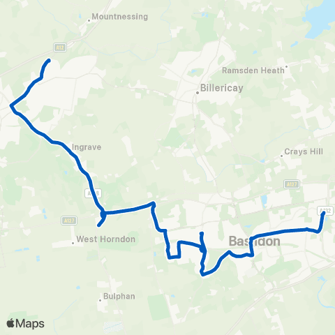 NIBSbuses The Watermill - Shenfield School map