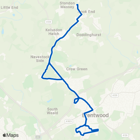 NIBSbuses Brentwood Railway Station - Soames Mead map