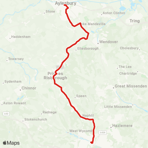 Redline Aylesbury Bus Sta - High Wycombe Busstn map