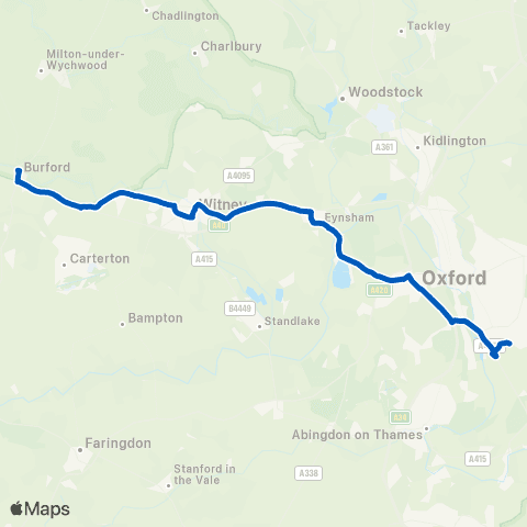 Pulhams Coaches Kassam Stadium - Burford Primary School map