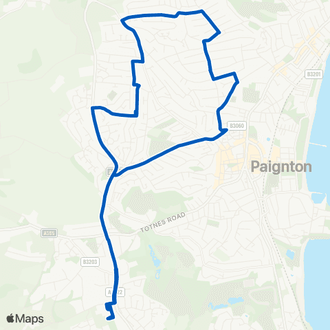 Torbay Buses Brixham Rd Sainsburys - Colley End Rd map